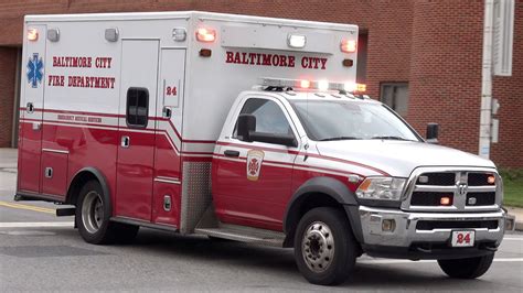 Baltimore City Fire Department Ambulance 24 Responding Youtube