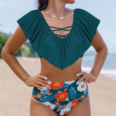 Fjofpr Women Swimsuits Piece Women S Bikini Leopard Printed Striped