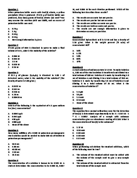 Analytical Chemistry MCQs With Answer Key PDFCOFFEE