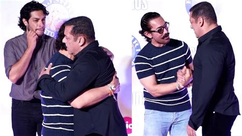 When Salman Khan Meet And HUG Aamir Khan And His Son Junaid Look At