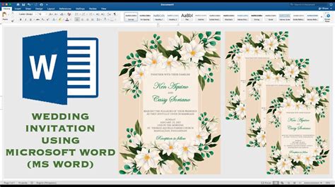 GREEN AND WHITE How To Make WEDDING INVITATION In Microsoft Word