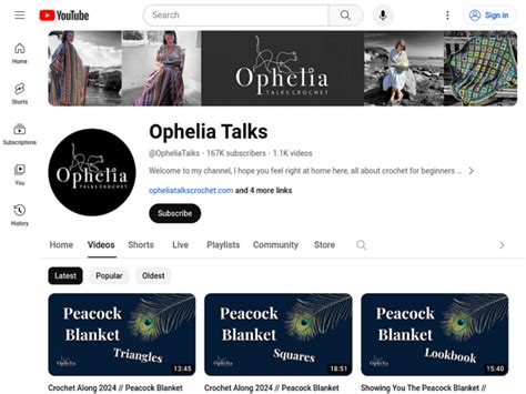 Ravelry Ophelia Talks On Youtube Patterns