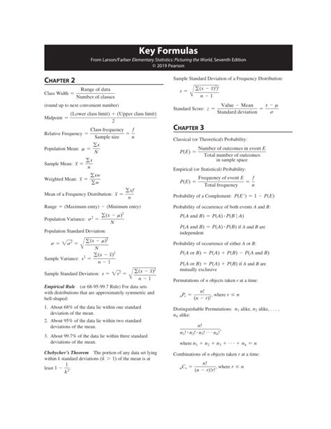 Statistics Formulas