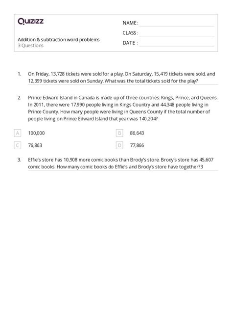 50 Subtraction Word Problems Worksheets For 4th Year On Quizizz Free And Printable