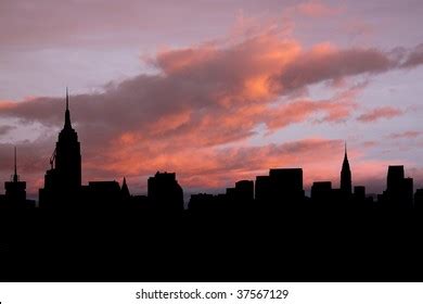 Midtown Manhattan Skyline Sunset Illustration Stock Vector (Royalty ...