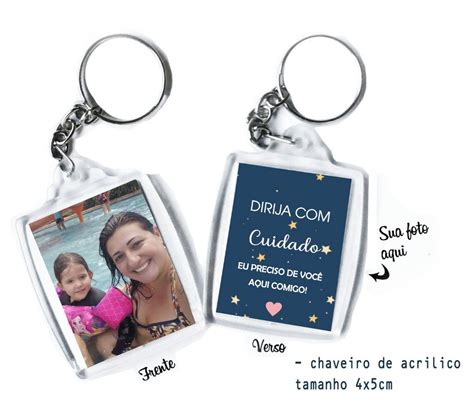 Chaveiro Acr Lico Personalizado Foto X Unidades Elo