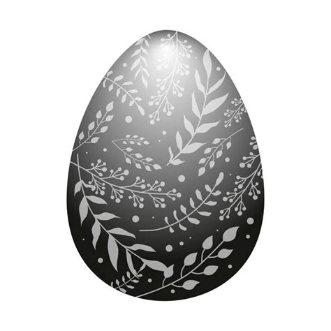 Premium Vector Black Easter Egg With A Pattern Of White Leaves And