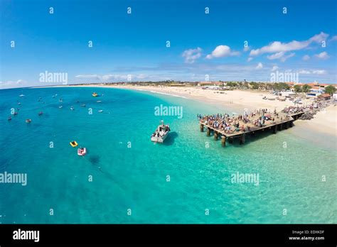 Aerial View Of Santa Maria Beach In Sal Cape Verde Cabo Verde Stock