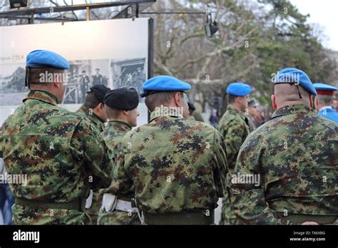 Belgrade, Serbia - February 14, 2016: Serbian Army Soldiers With ...