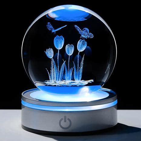 Amazon Movdyka 3D Crystal Tulip Ball With Butterflies Figurine