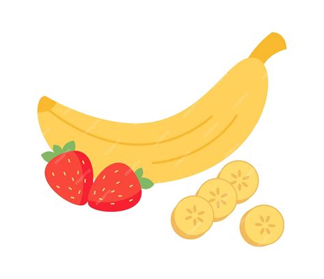 Premium Vector Banana With Strawberry Vector Illustration