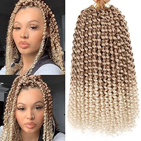 Leeven 7 Packs 12 Inch Passion Twist Hair Ombre Blonde Water Wave