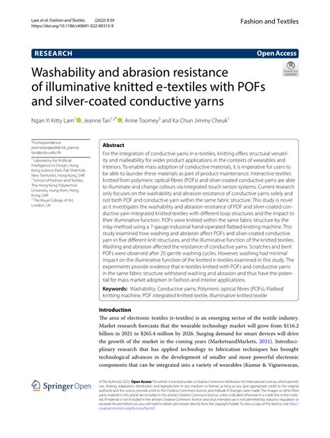 Pdf Washability And Abrasion Resistance Of Illuminative Knitted E