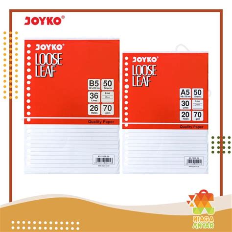 Joyko Loose Leaf Isi Kertas File Binder Bergaris Refill Isi Binder