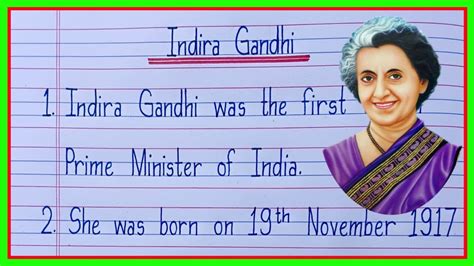 10 Lines On Indira Gandhi In English Essay On Indira Gandhi Indira