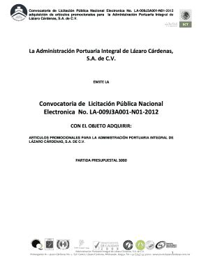 Fillable Online Convocatoria De Licitacin Pblica Nacional Electronica