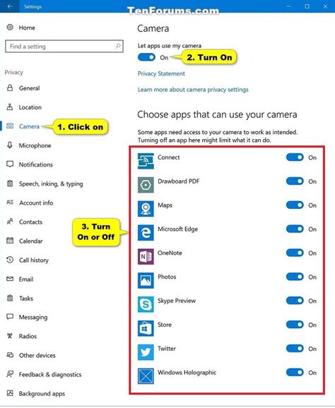 Allow Or Deny OS And Apps Access To Camera In Windows 10 Tutorials