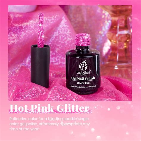Beetles Esmalte De U As De Gel Reflectante Onzas Ml Color Rosa Con Purpurina Hot