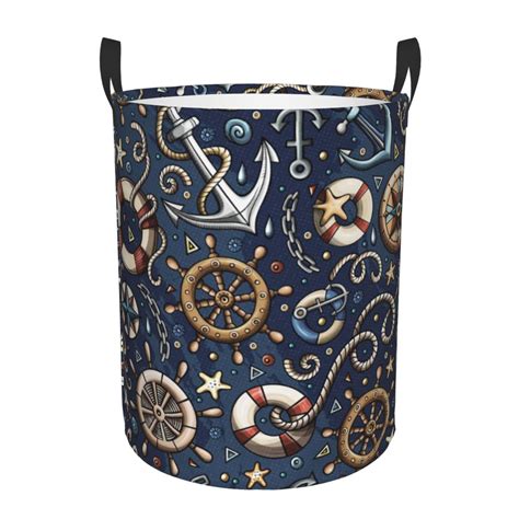 Balerylaundry Hamper With Handles Laundry Basket Nautical Round