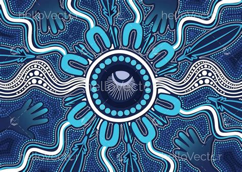 Aboriginal art blue background - Download Graphics & Vectors