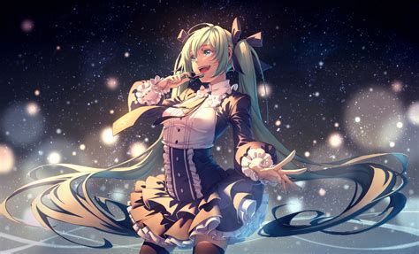 Goth Loli Green Eyes Green Hair Hatsune Miku Lolita Fashion Long Hair