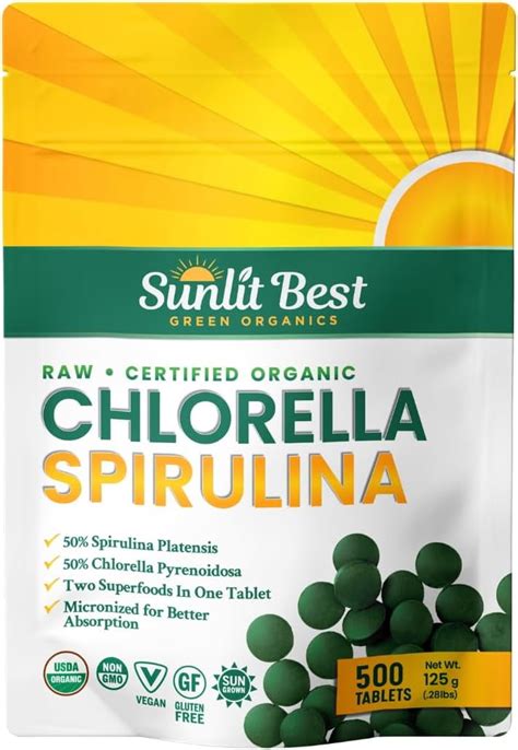 Sunlit Best Organic Chlorella Spirulina Tablets Superfood