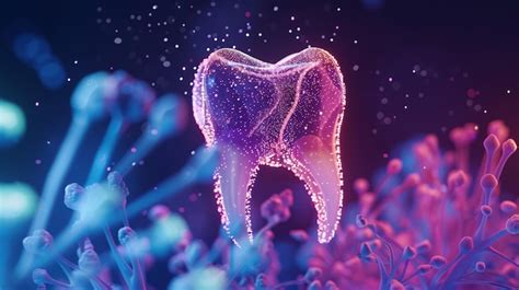 Premium Photo A Purple Tooth With Purple And Pink Bubbles In The