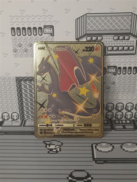 Charizard V Shiny Champion S Path Gold Metal Pokemon Card Etsy