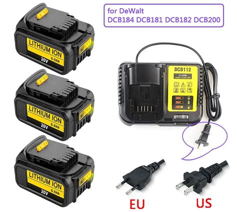 New 20v 6 0ah Max Xr 18650 Battery Power Tool Replacement For Dewalt Dcb184 Dcb181 Dcb182