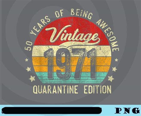 02 50 Years Of Being Awesome Vintage 1971 Quarantine Edition Birthday 50th Customizable Png