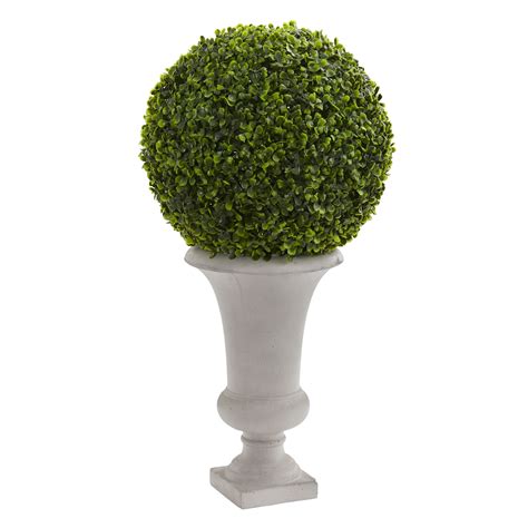 Nearly Natural 28 In Boxwood Ball Topiary Artificial Plant In Urn