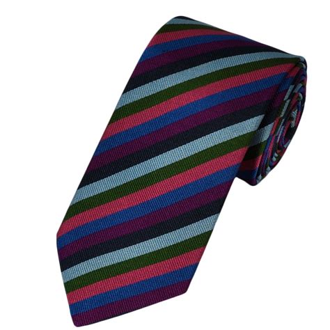 Multi Coloured Striped Silk Designer Tie By Profuomo From Ties Planet Uk