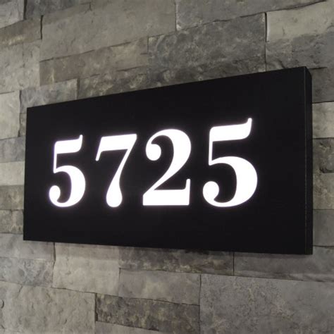 Lighted House Numbers Xl Modern Address Sign Led Lights Etsy