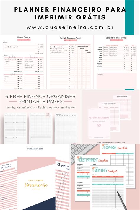 5 opções de planner financeiro grátis para imprimir Quase Mineira