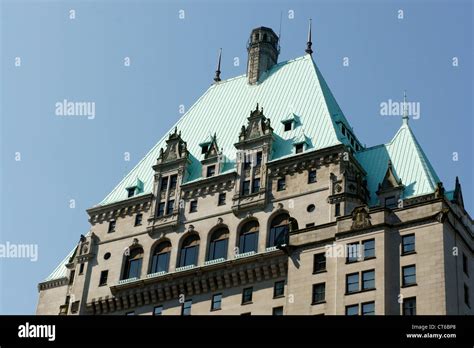 Roof Of The Fairmont Hotel Vancouver In Downtown Vancouver British