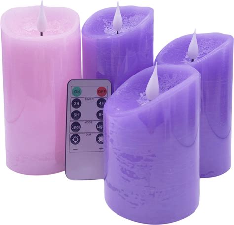 Yunsheng Flameless Advent Candles Purple And Pink 4 Inch Battery Operated Led