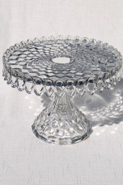 Vintage Fostoria American Round Cake Stand W Brandy Well Crystal Clear Glass