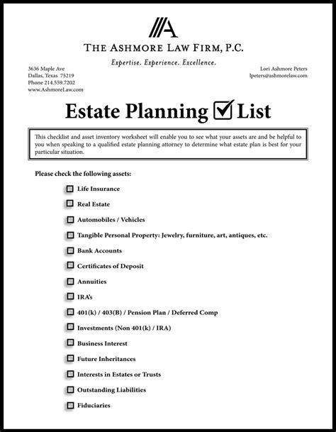 Estate Planning Worksheet Pdf — Db