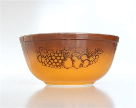 50 OFF Vintage Pyrex Mixing Bowl Old Orchard Brown 1960s Etsy