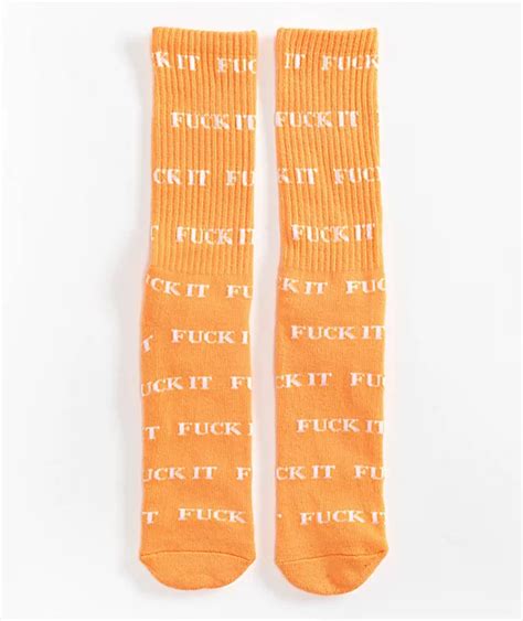 HUF Fuck It Tangerine Crew Socks Zumiez