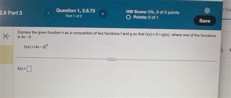 Solved Express The Given Function H As A Composition Of Two