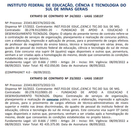 Concurso Ifsuldeminas Extrato De Contrato Publicado Edital Iminente