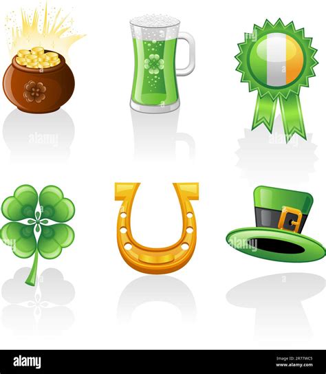 St Patrick S Day Icon Set Isolated On A White Background Stock Vector