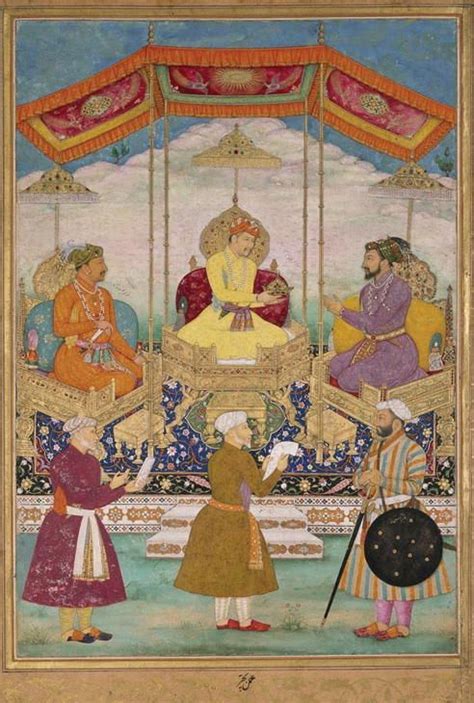 Akbar Jahangir And Shah Jahan With Their Ministers Bichitr