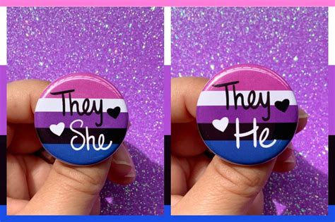 Genderfluid Pride Flag Pronoun Pin Back Button Theythem Etsy