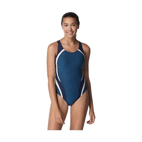 Speedo Womens Active Heather Quantum Fusion Splice One Piece Swimsuit — Swim2000