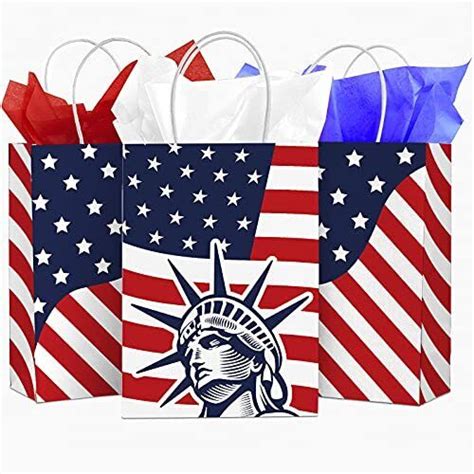 Pack Patriotic Gift Bags With Handles Th Of July American Flag