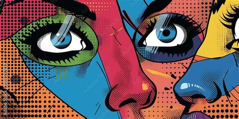 Comic Book Pop Art Faces Fun Abstract Background With Pop Art Style