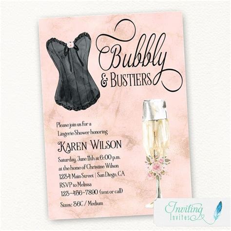 Lingerie Shower Invitations With Sizes