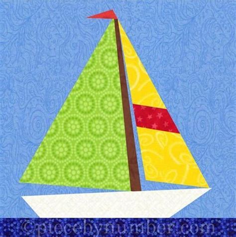 Sailboat Paper Pieced Quilt Block Set Craftsy Boat Quilt Ocean Quilt Quilt Square Patterns